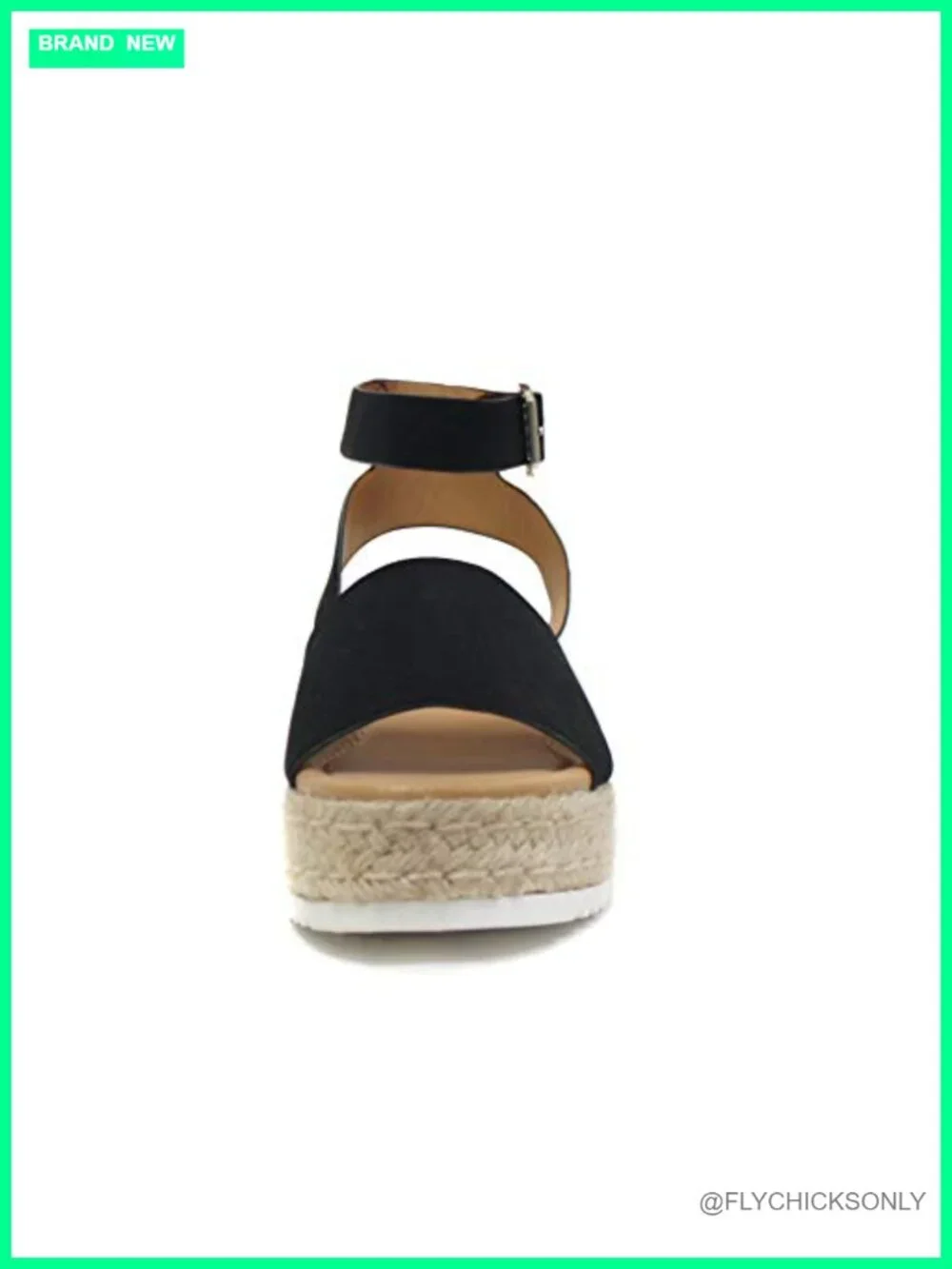Open Toe Buckle Ankle Strap Espadrilles Flatform Wedge Casual Sandal